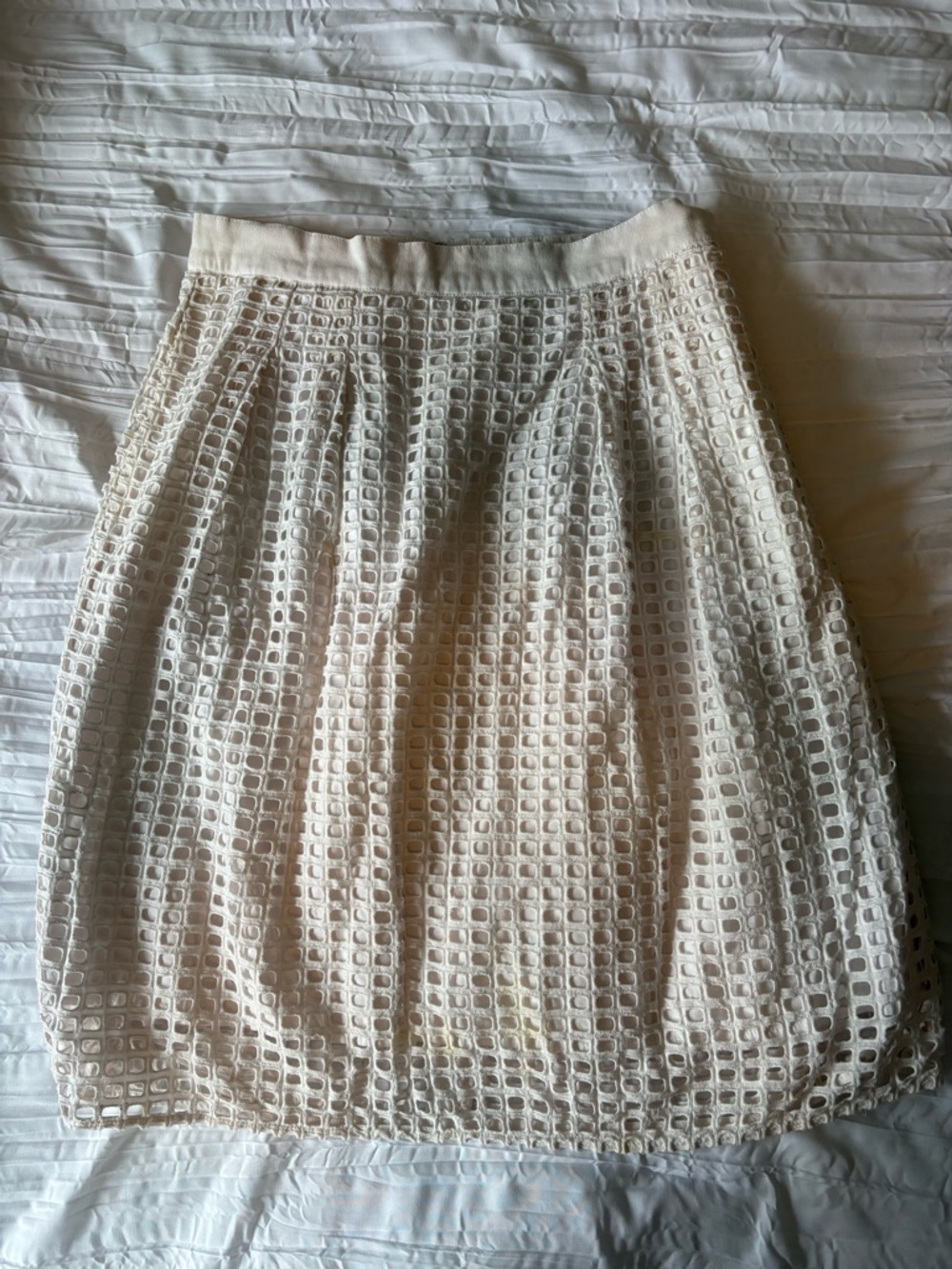 LOFT white Square Eyelet A-Line Skirt